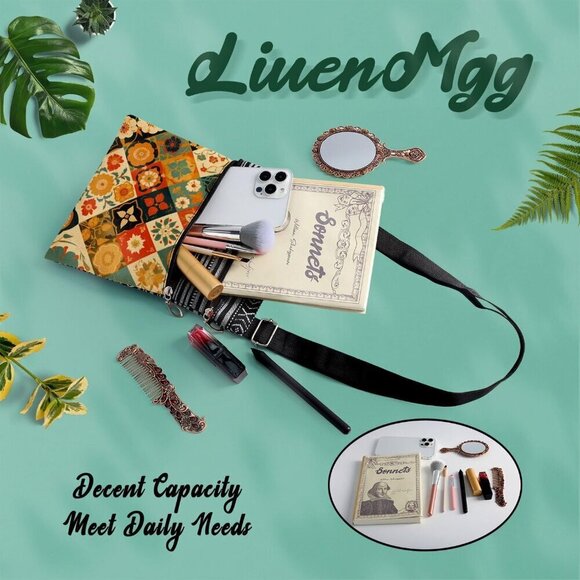 Kaleidoscope Messenger Bag Small Ethnic Pattern Adjustable Strap Crossbody - Picture 7 of 7